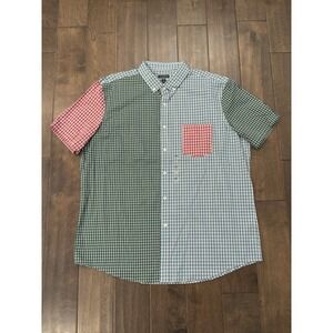 NWOT Club Room Mens Stretch Button‎ Down Patchwork Short Sleeve Plaid Shirt 2XL